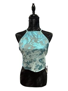 Forever 21 Aqua Teal Velvet Halter Crop Top
